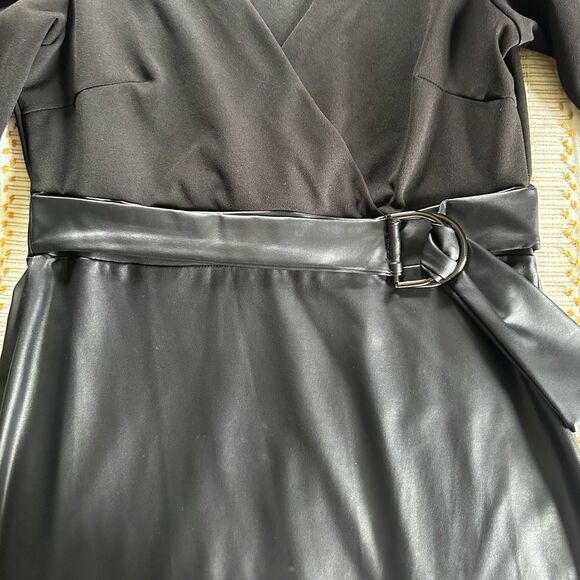 Find Me Plus Women’s Black Long-Sleeve Faux Leather Bodycon Style Dress Size XL - Picture 2 of 9